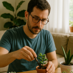 Man working on Coco Plants